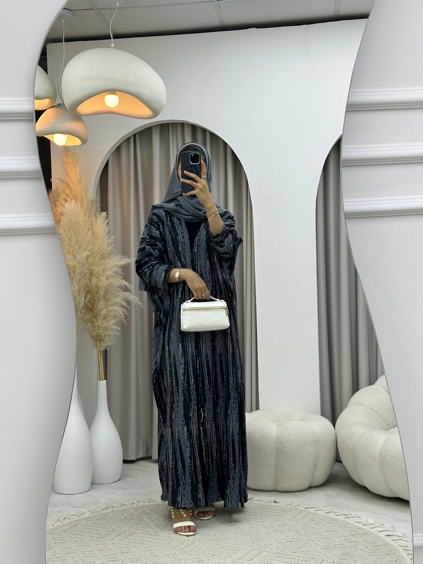 C 0229-01 Popline Grey Abaya