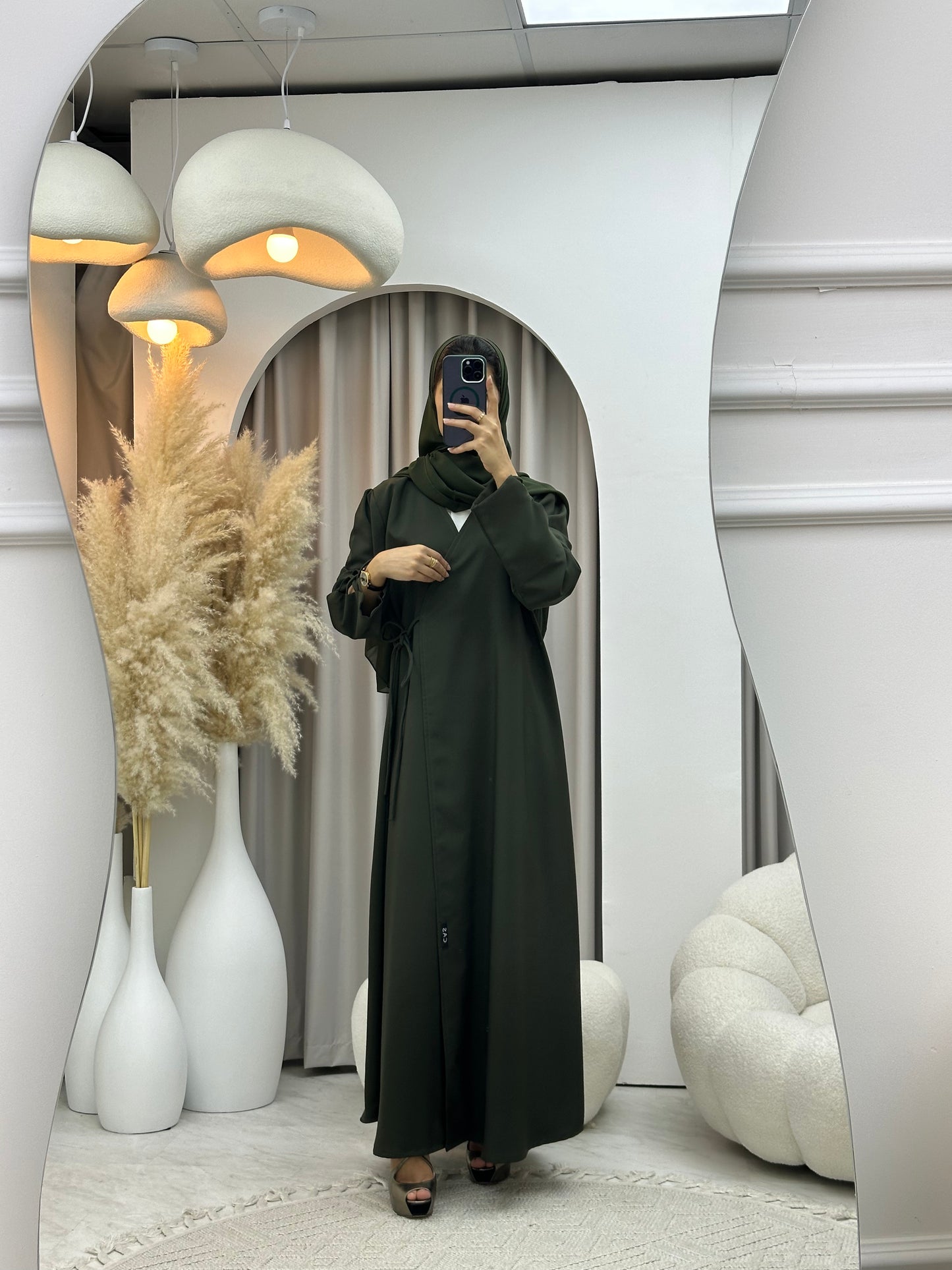 C 0439 Olive Overlap Abaya