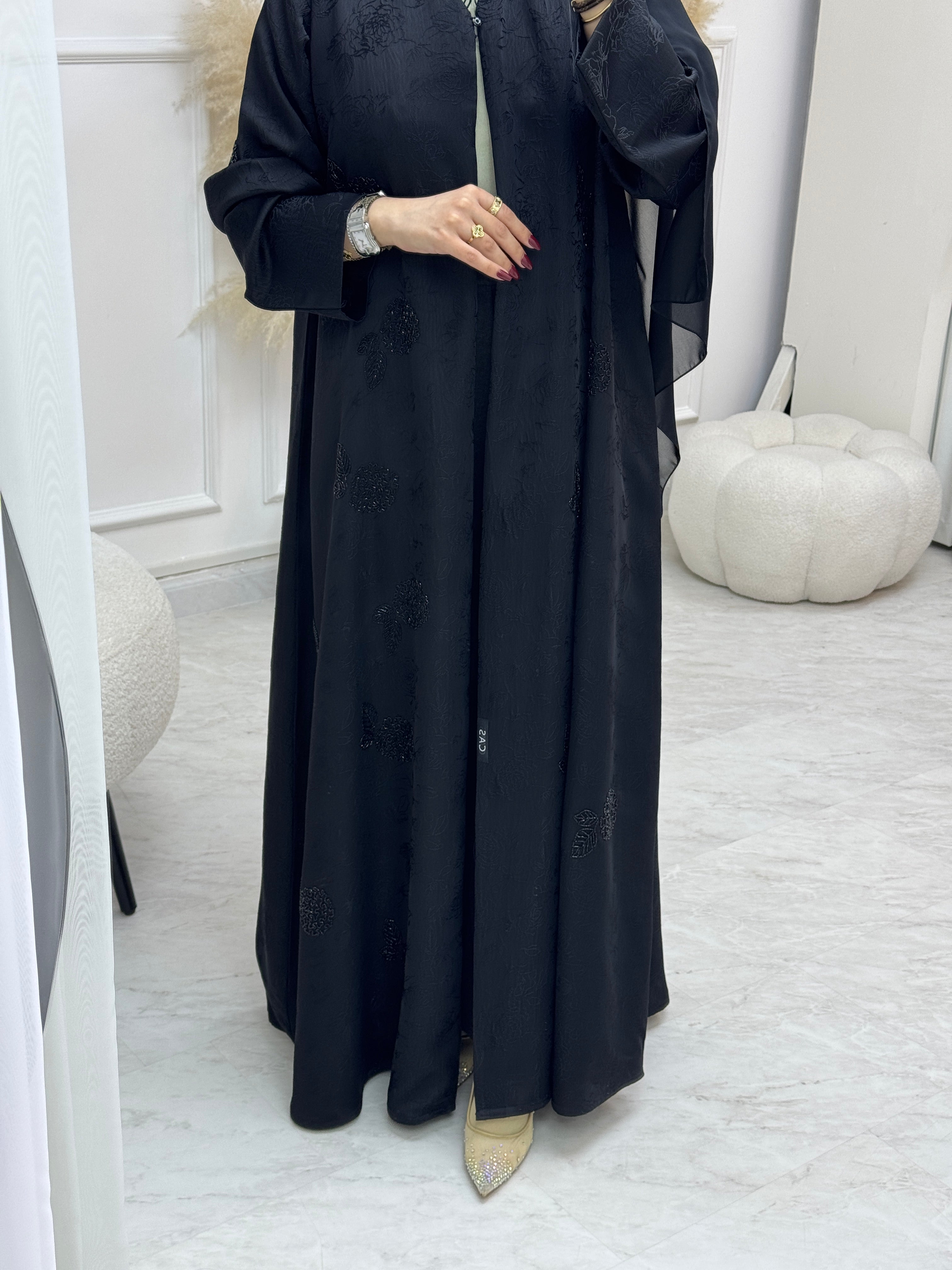 C 0989 Black Beaded Abaya