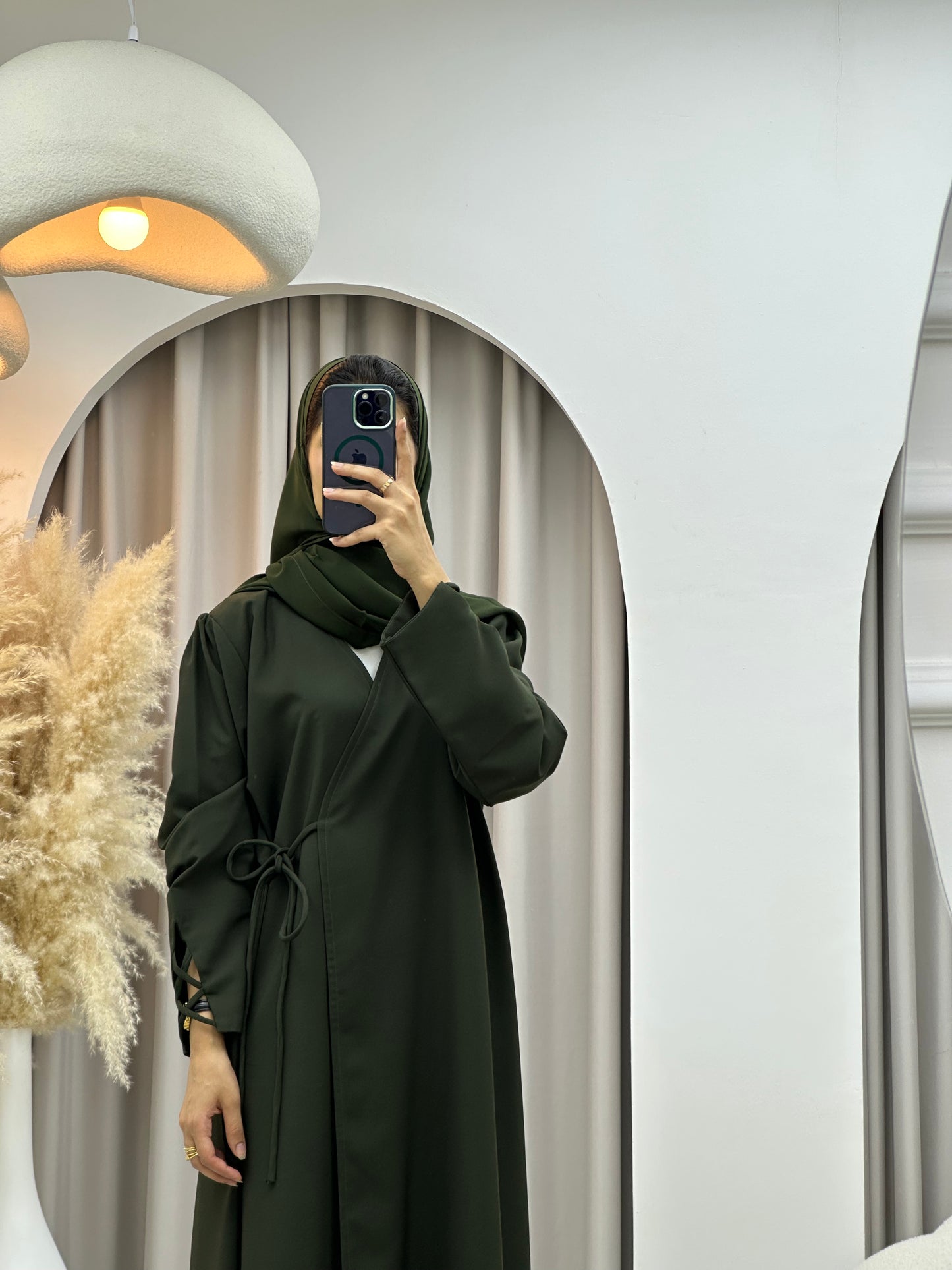 C 0439 Olive Overlap Abaya