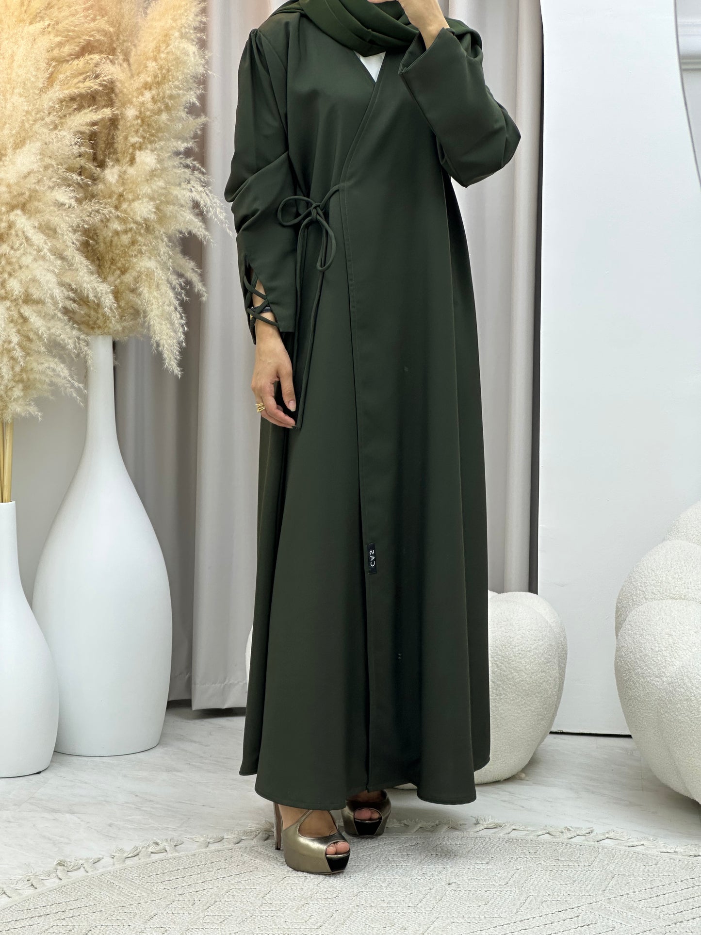 C 0439 Olive Overlap Abaya