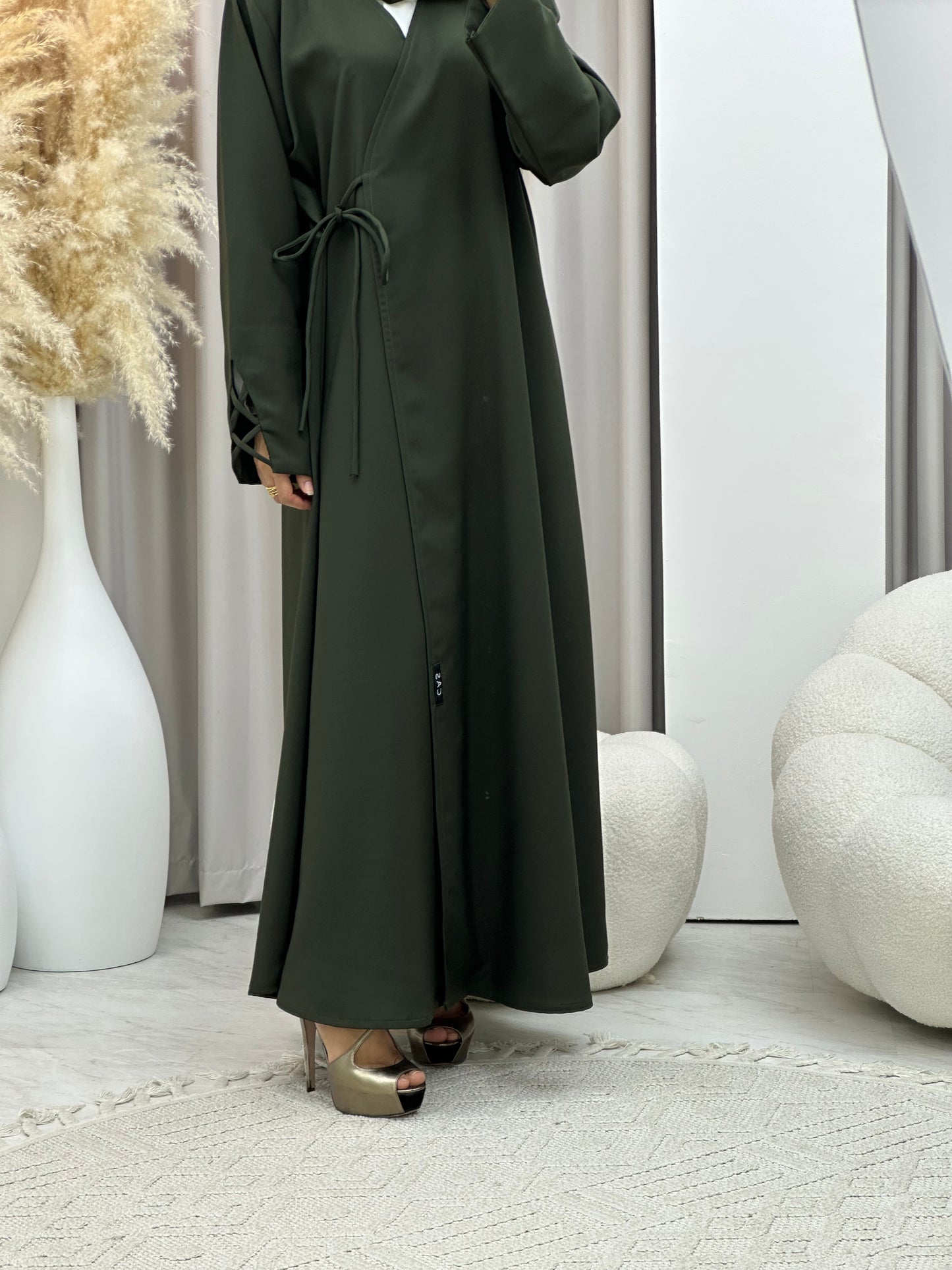 C 0439 Olive Overlap Abaya