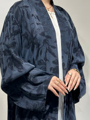 عباية مطبوعة فاخرة باللون الأزرق الداكن C 1605