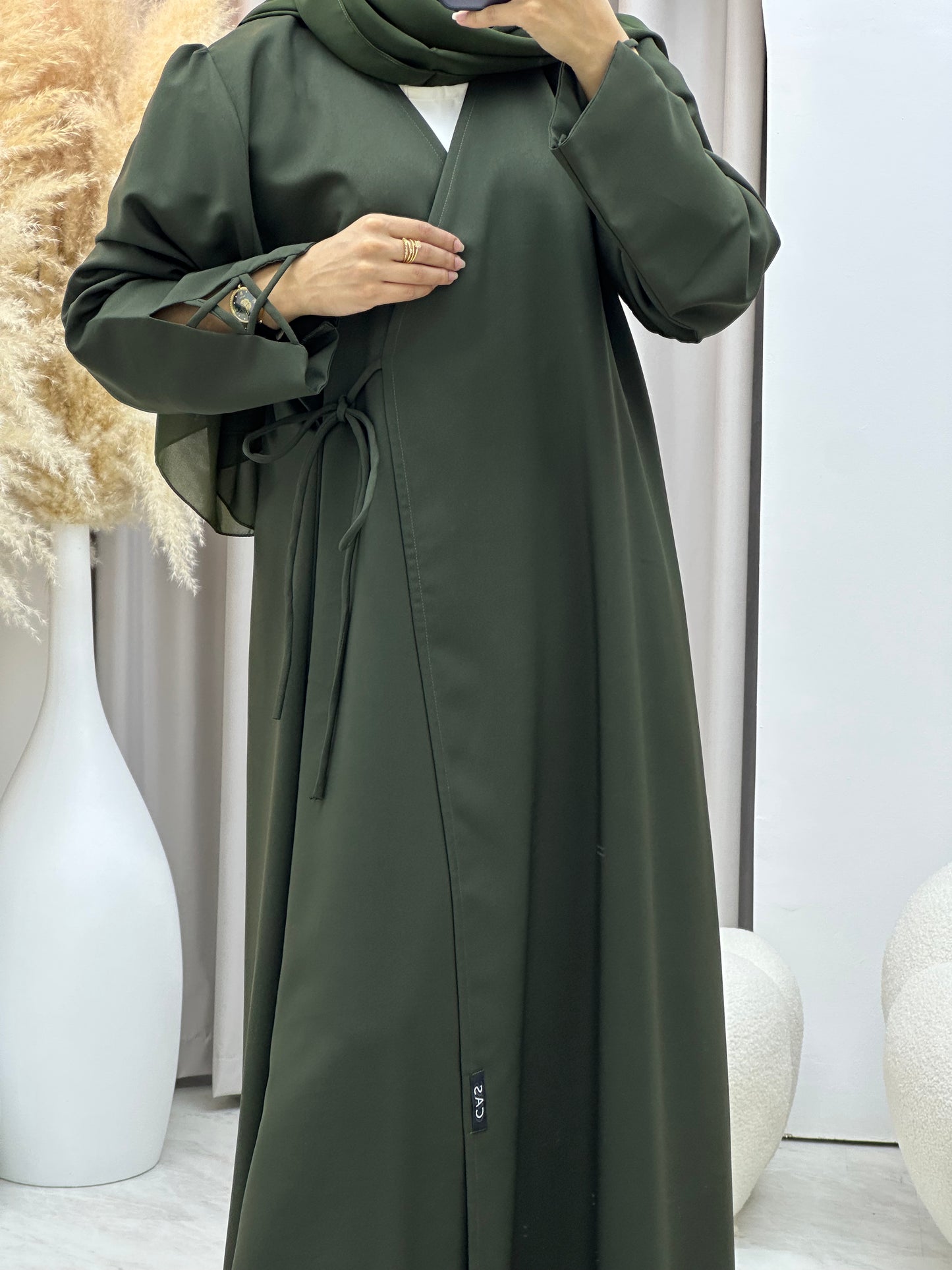 C 0439 Olive Overlap Abaya