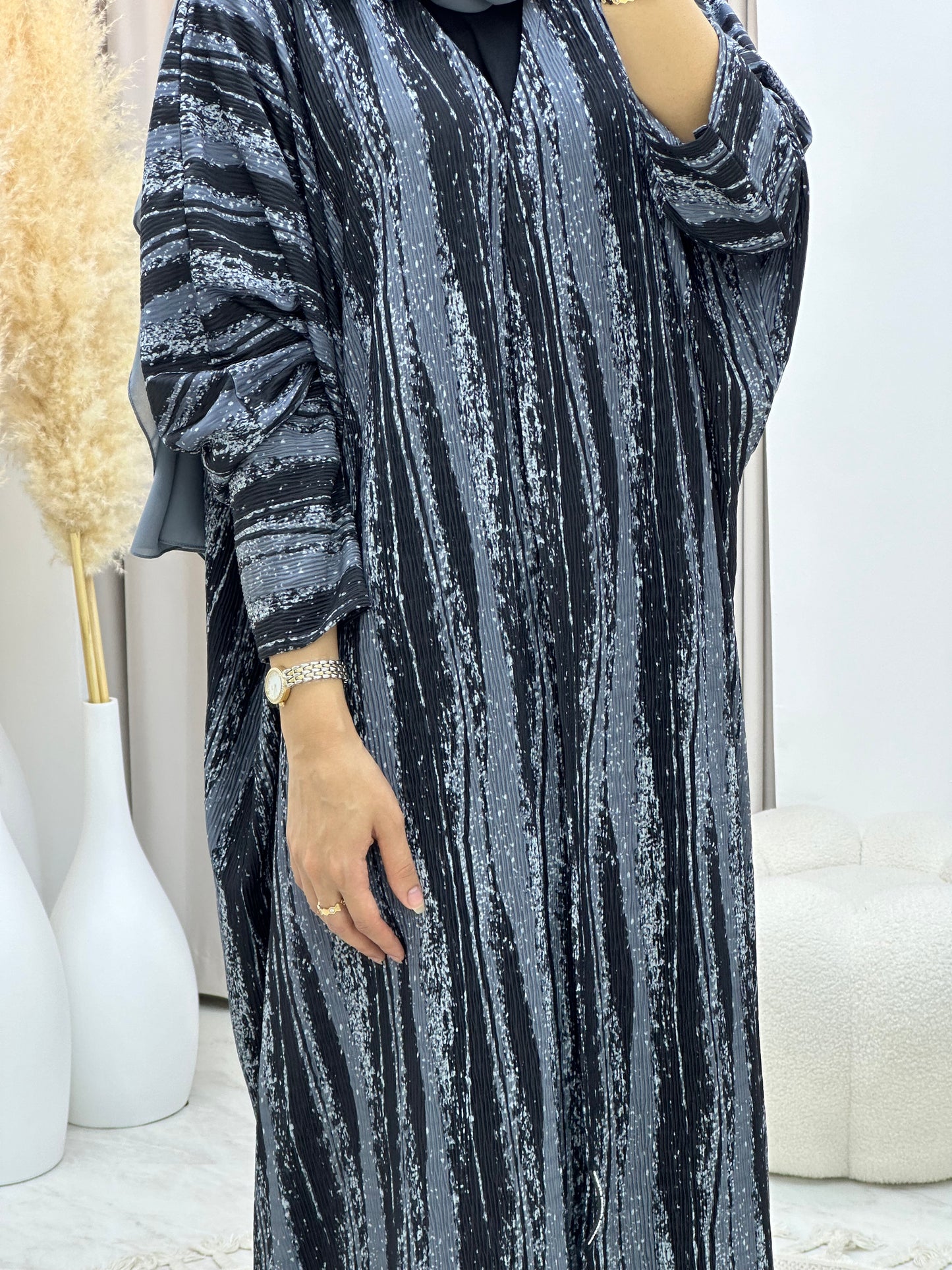 C 0229-01 Popline Grey Abaya