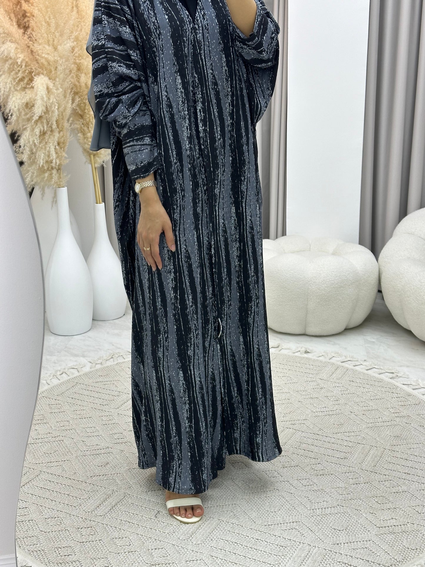 C 0229-01 Popline Grey Abaya