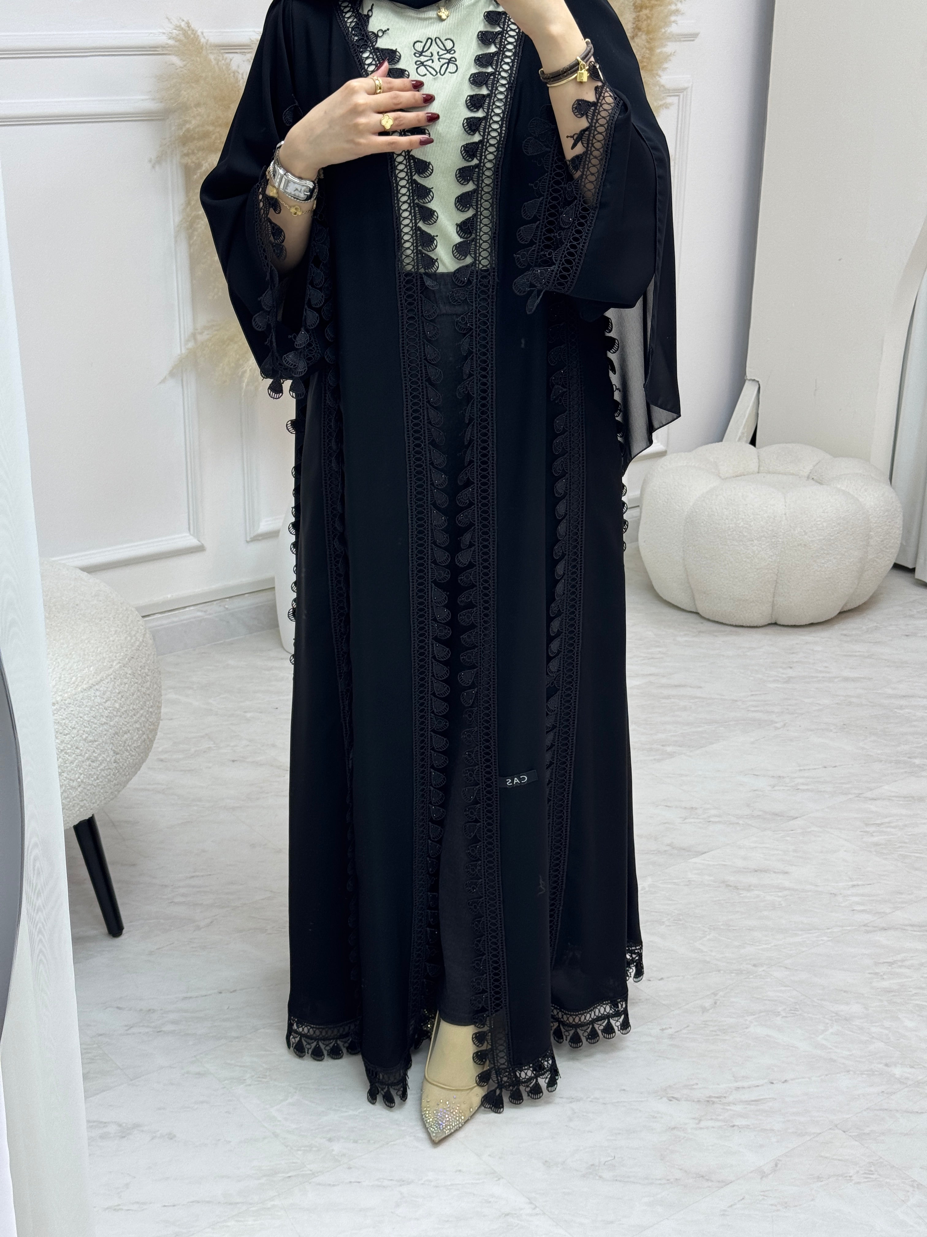 C 0990 Black Lace Abaya