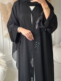 C 0948 Black Beaded Abaya - XS / 49