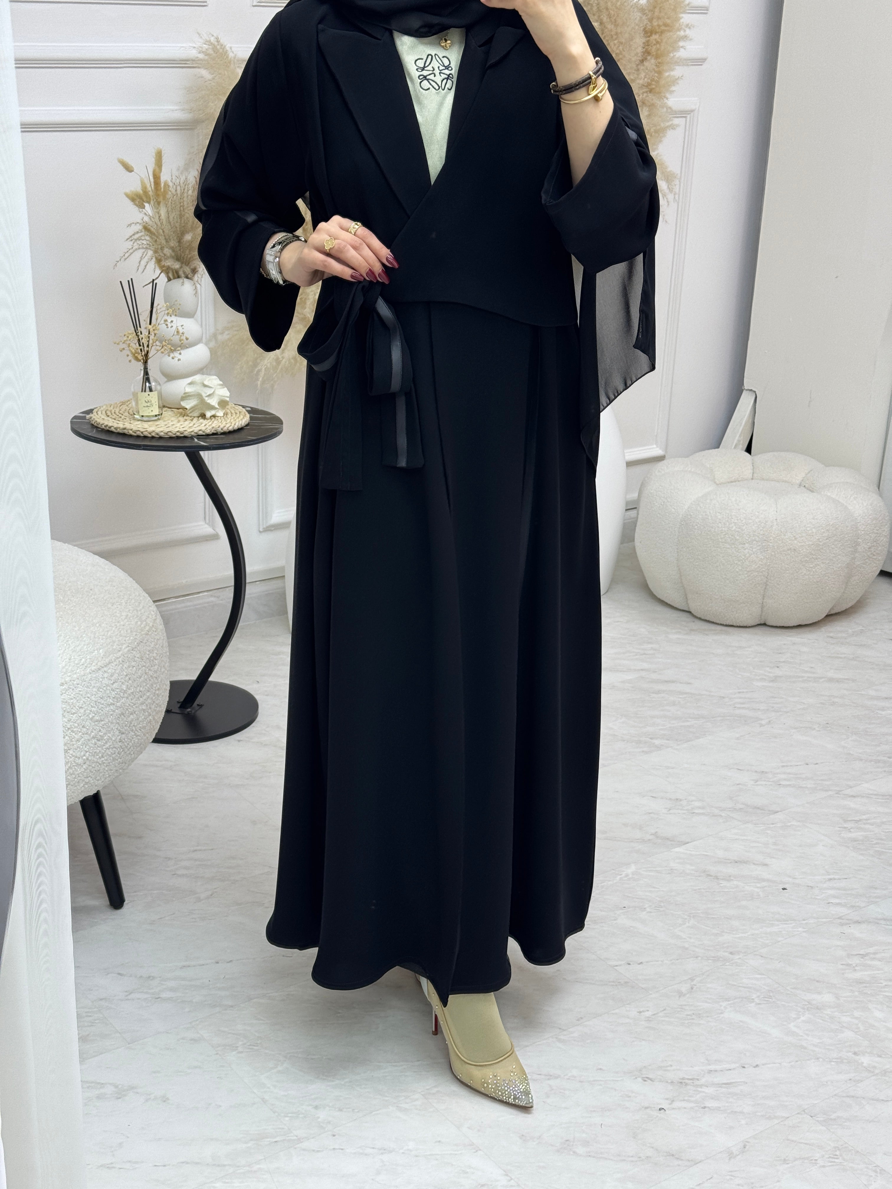 C 0993 Black Overlap Abaya