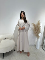 C 1411 Ivory Floral Beaded Abaya