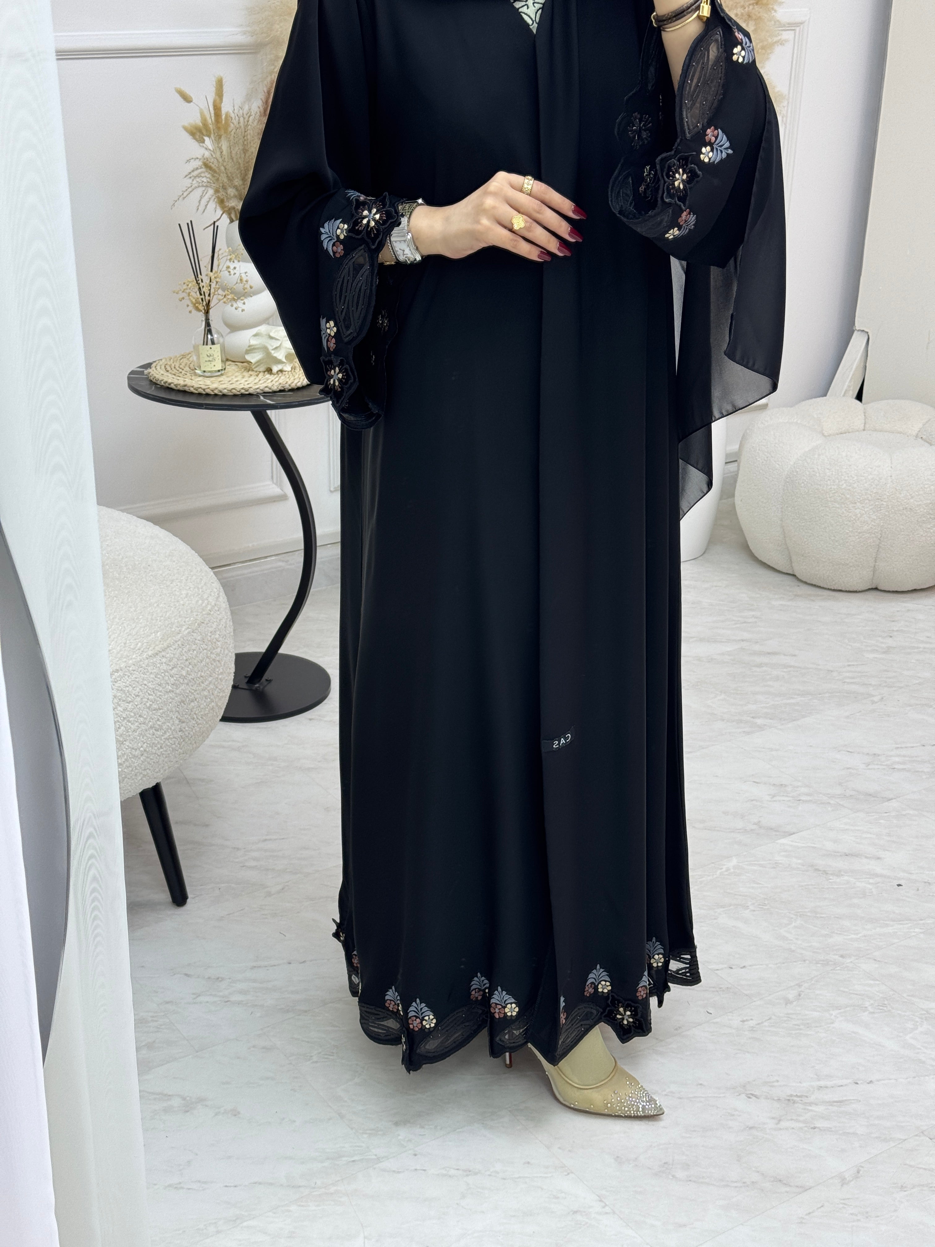 C 0995 Black Embroidered Abaya