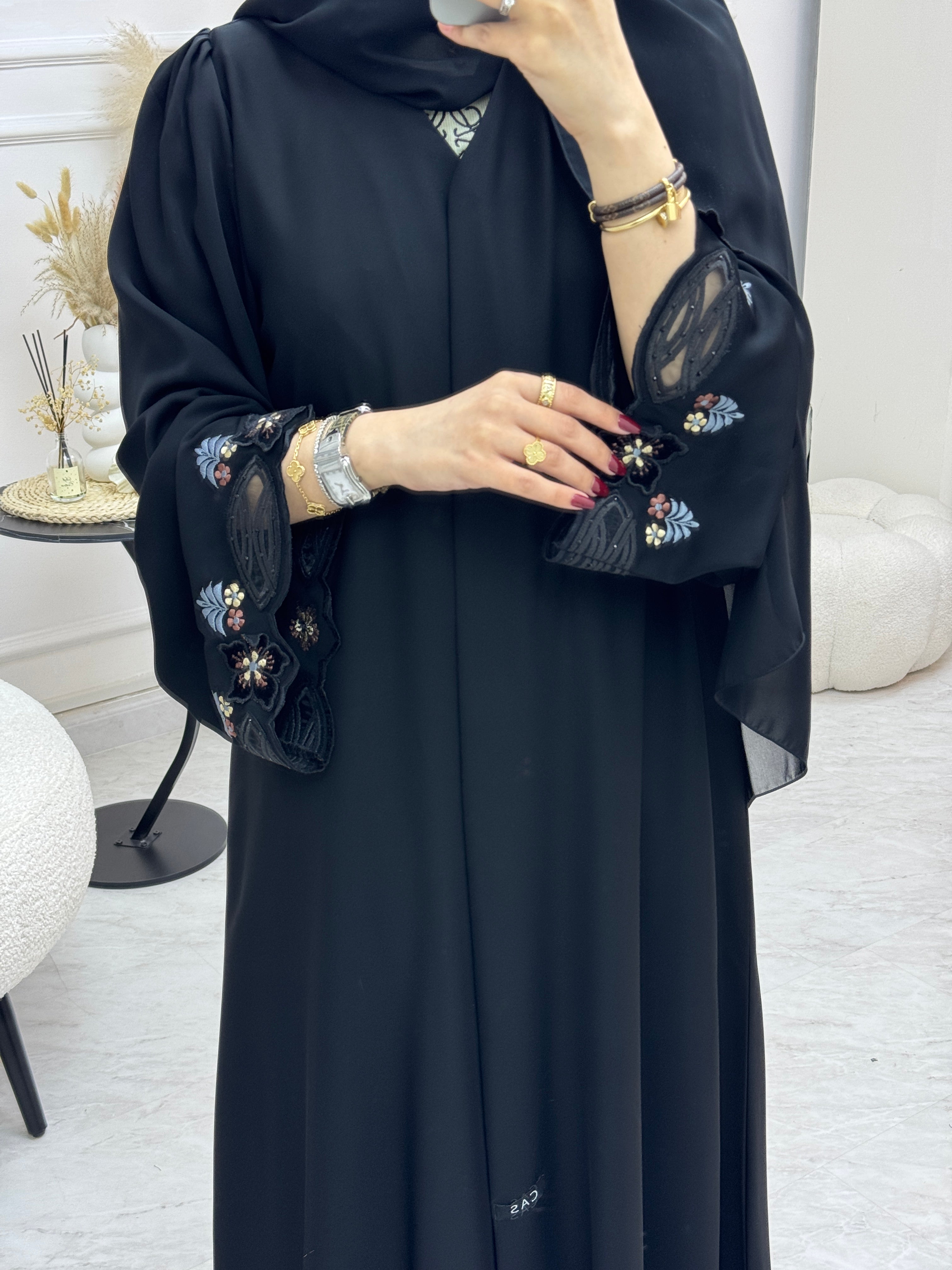 C 0995 Black Embroidered Abaya