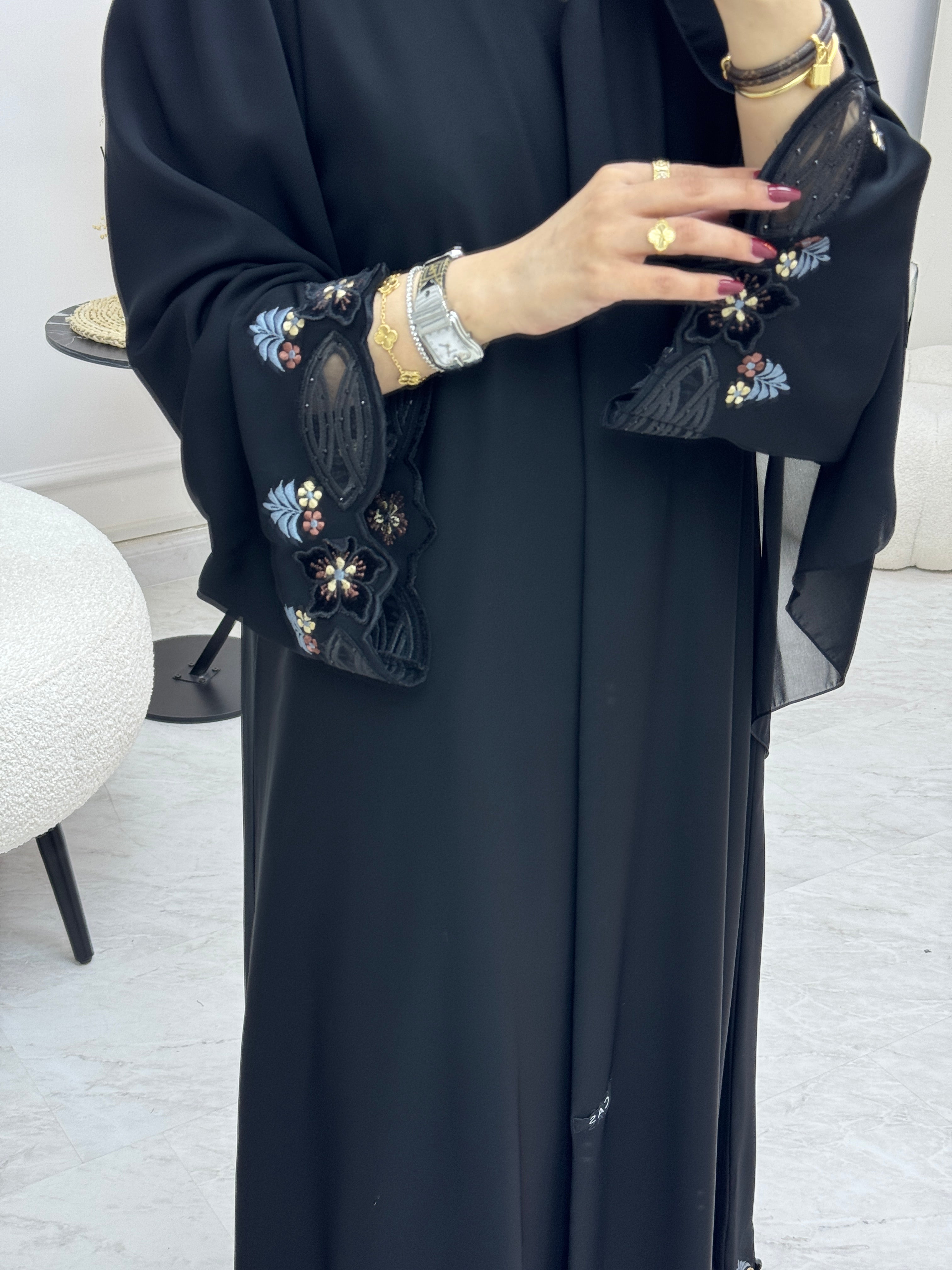 C 0995 Black Embroidered Abaya