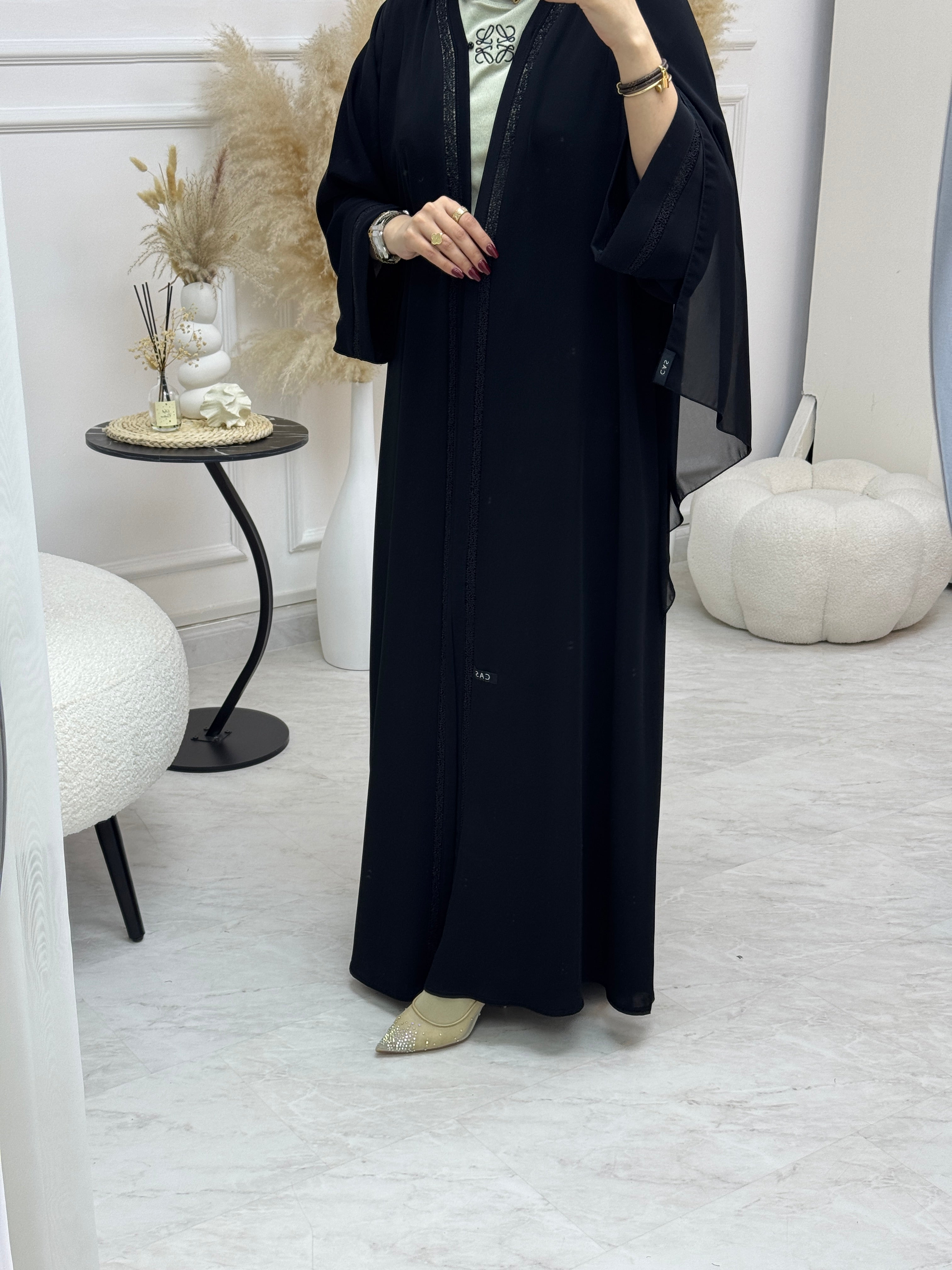 C 0997 Black Lace Abaya