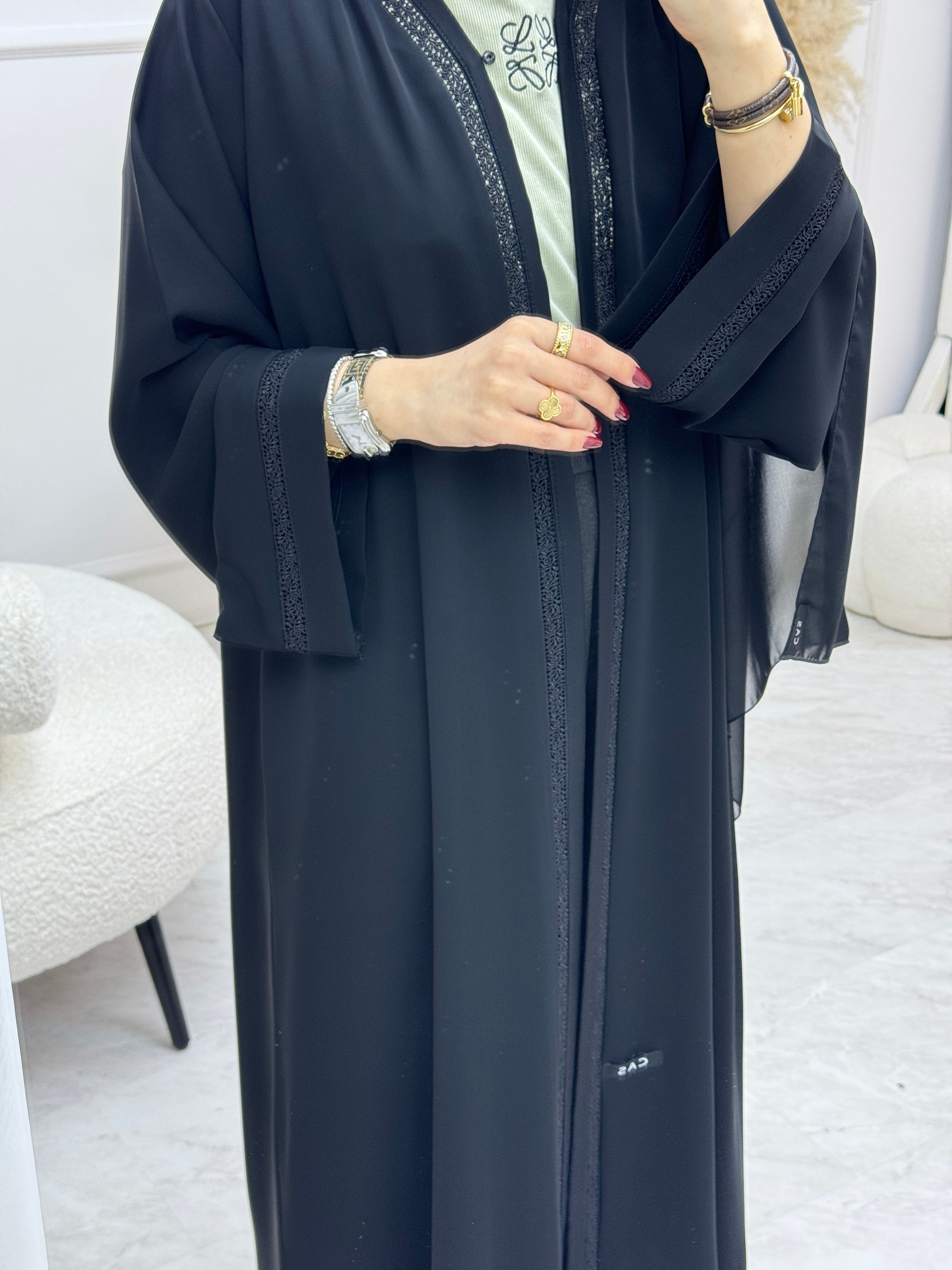 C 0997 Black Lace Abaya