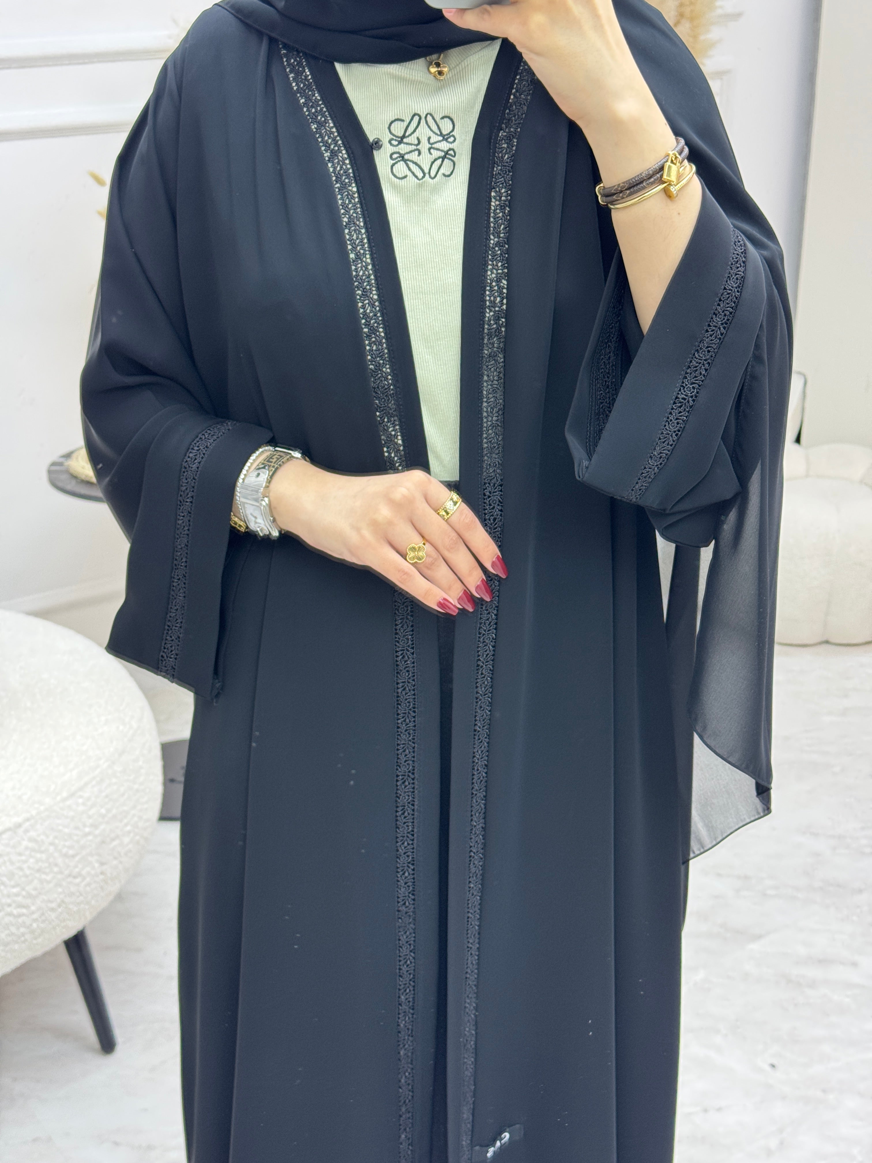 C 0997 Black Lace Abaya