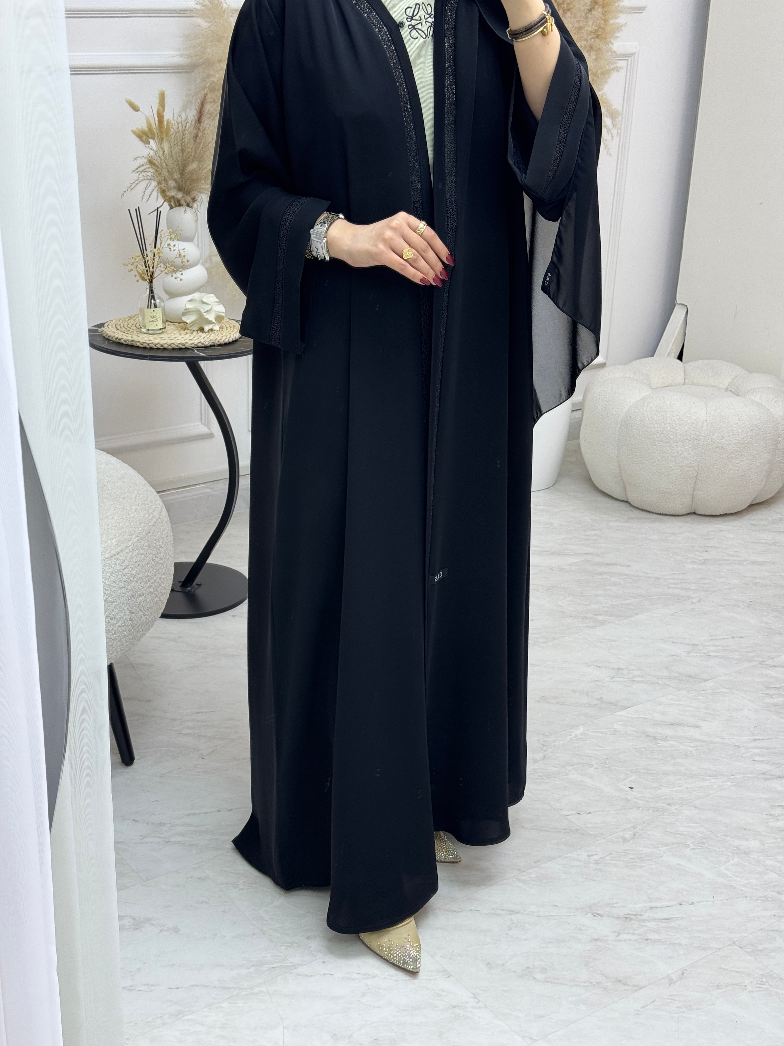 C 0997 Black Lace Abaya