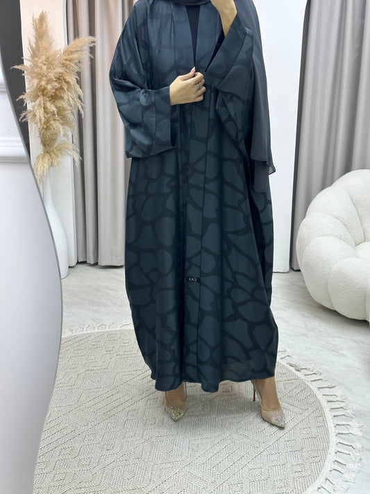 C RTW Marble Geometric Bisht Grey Abaya