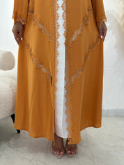 C 1408 Apricot Lace Abaya