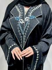 C 1613 Black Beaded Embroidered Abaya