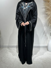 C 1613 Black Beaded Embroidered Abaya