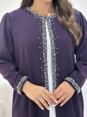 عباية مطبوعة بنقشة زنبق أسود C 1254