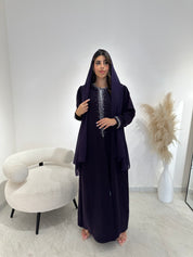 عباية مطبوعة بنقشة زنبق أسود C 1254