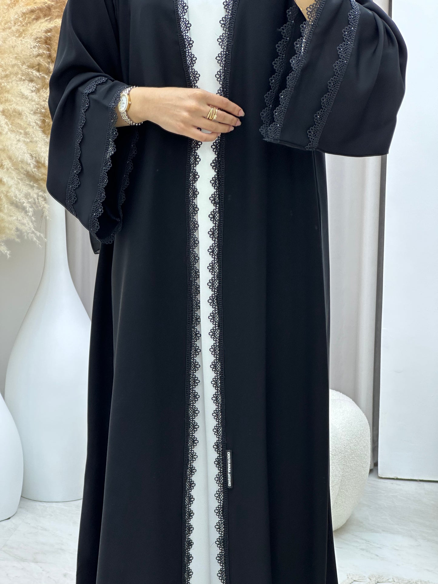 C 0442 Black Classic Lace Abaya