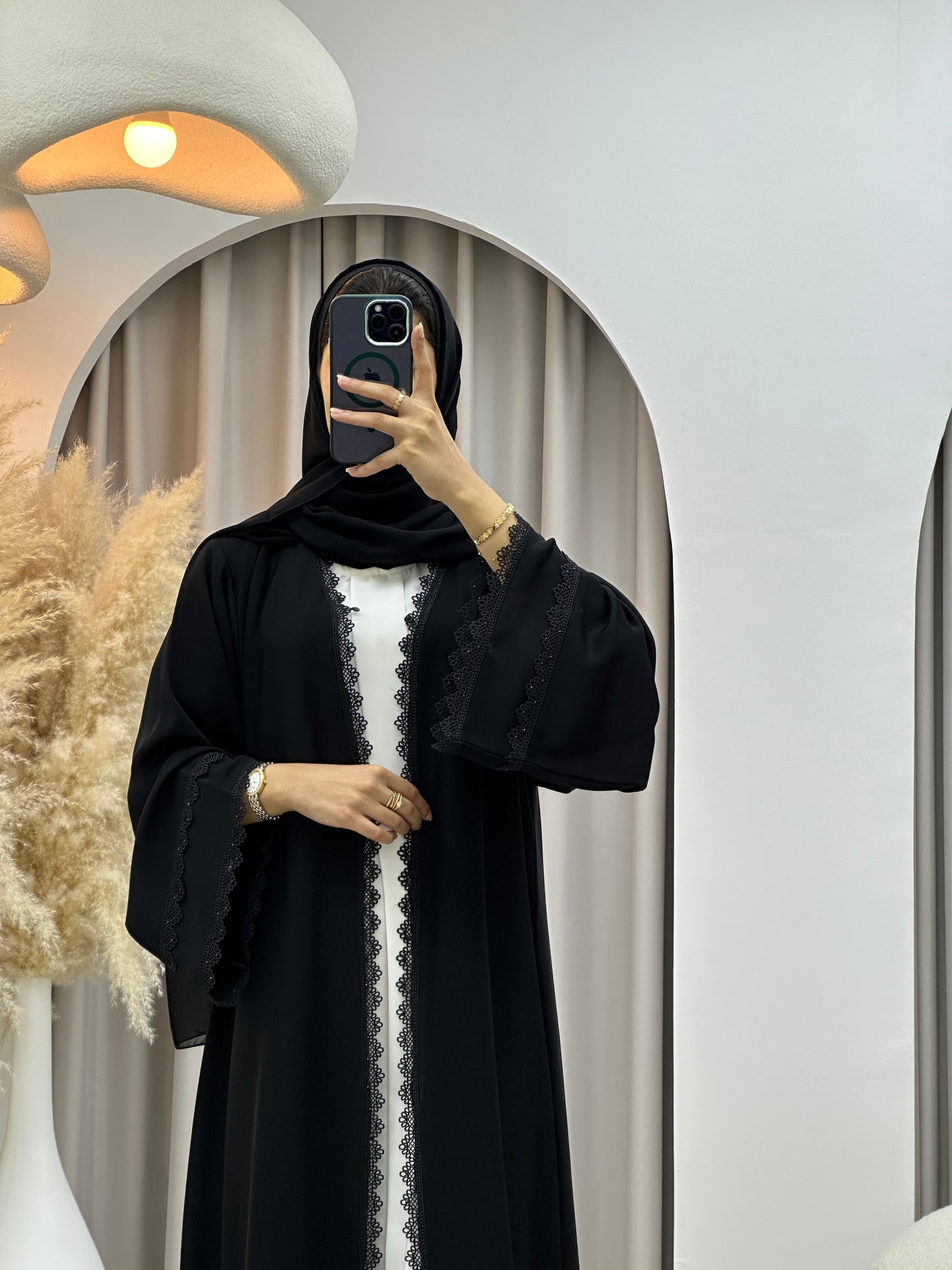 C 0442 Black Classic Lace Abaya