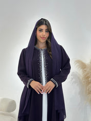 عباية مطبوعة بنقشة زنبق أسود C 1254