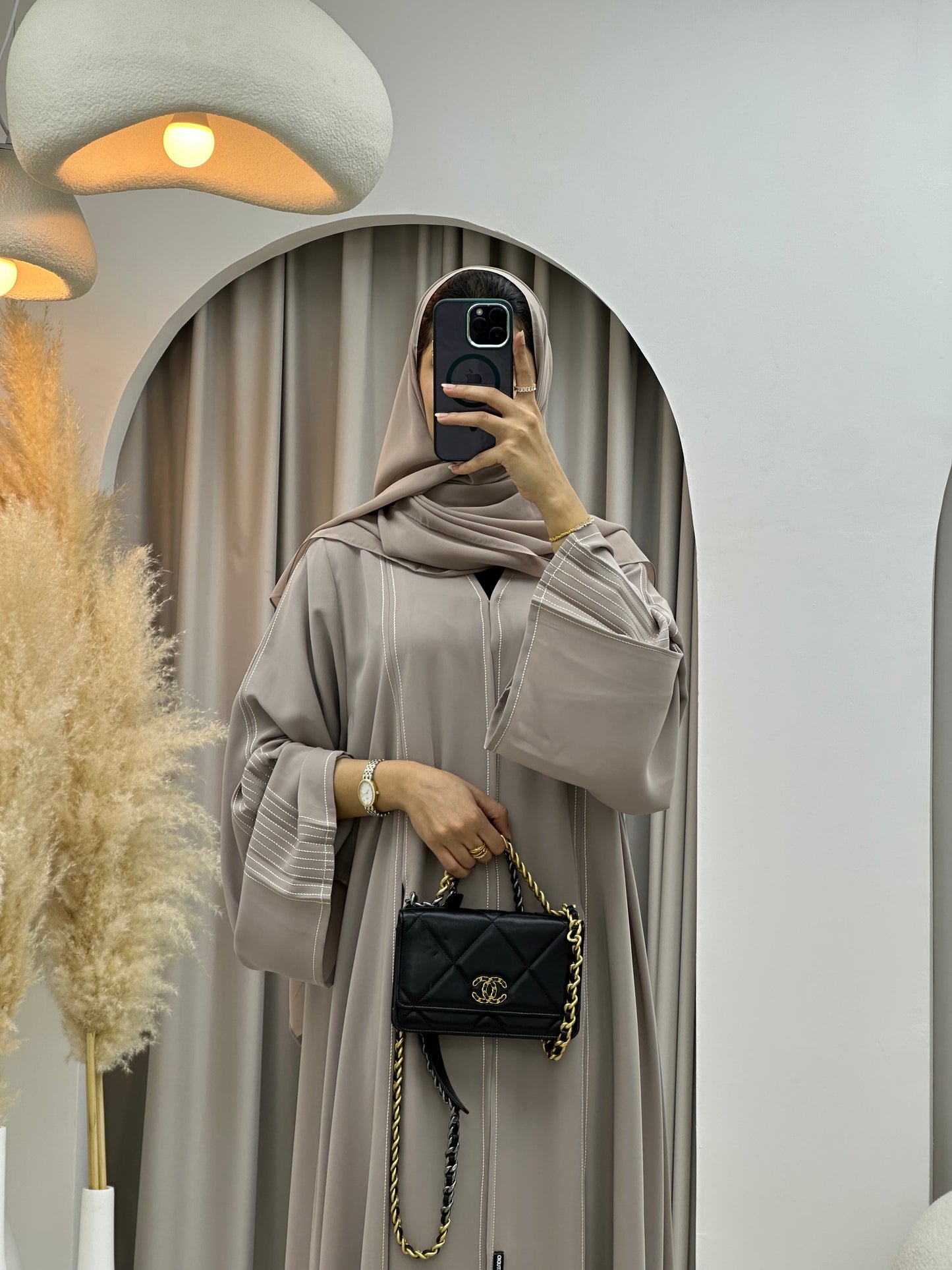 C 0234 Pleated Nude Abaya