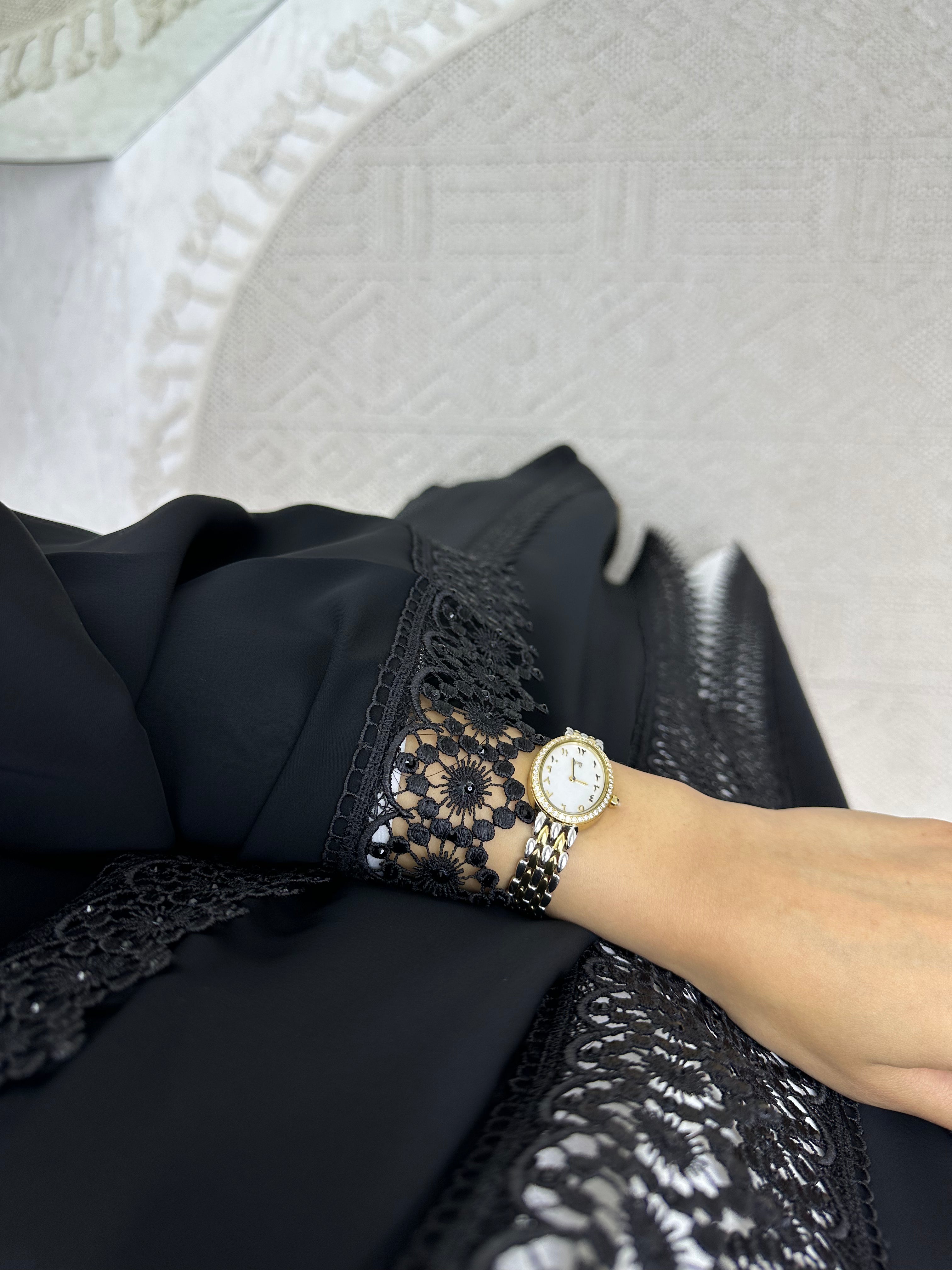 C RTW 0444 Black Classic Lace Abaya