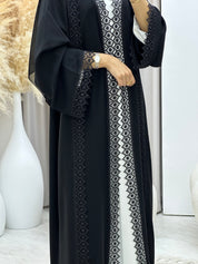 C RTW 0444 Black Classic Lace Abaya
