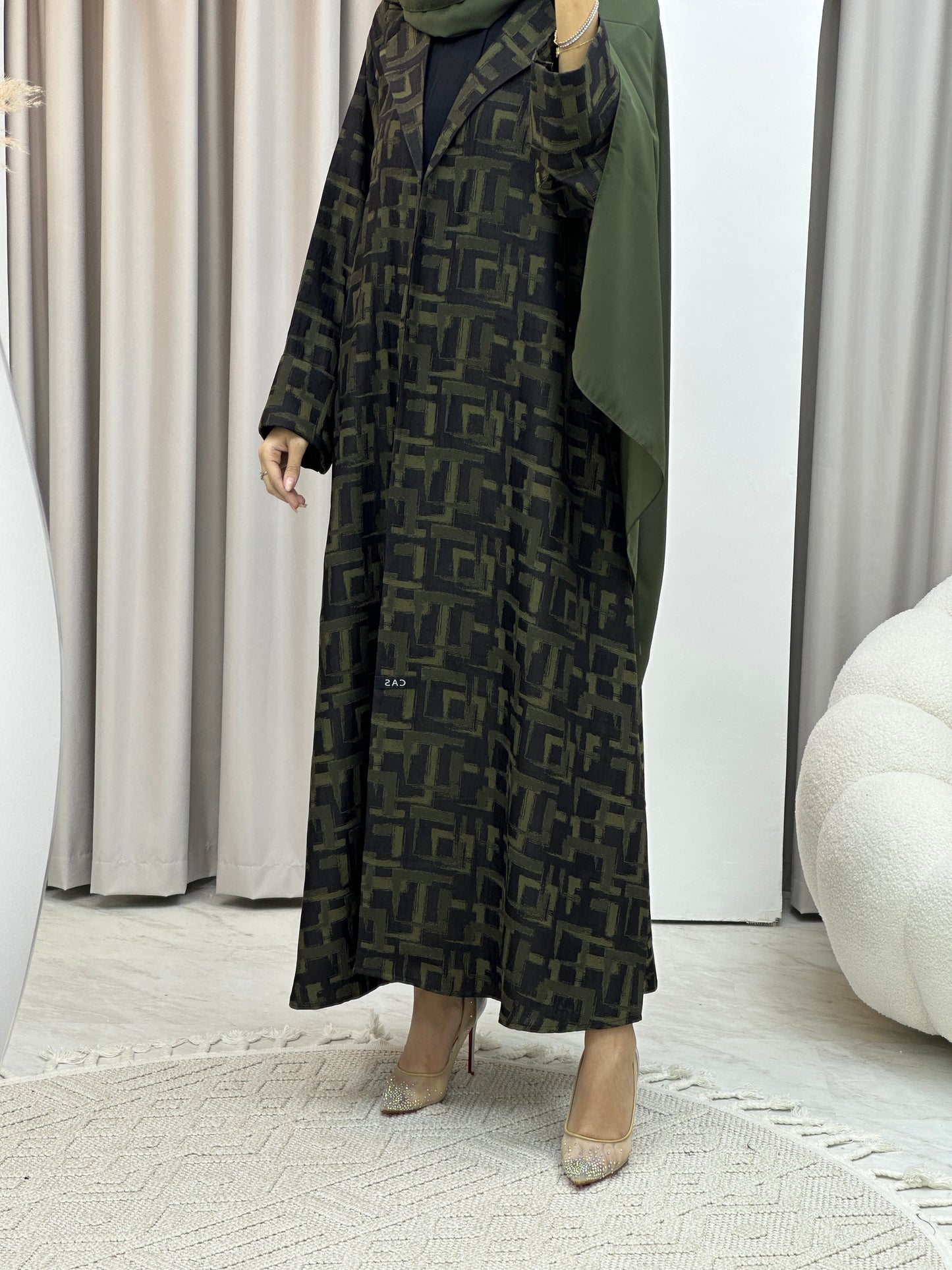 C Square Winter Green Coat Abaya