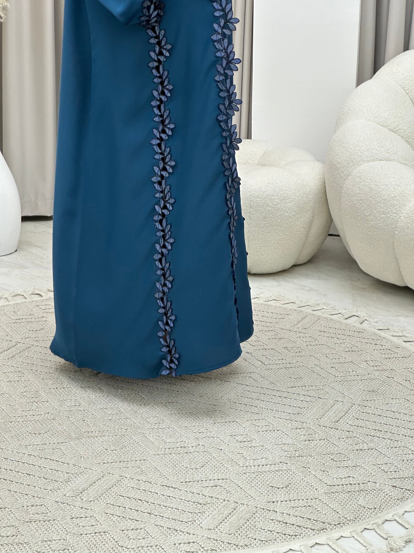 C 0217-03 Turquoise Floral Lace Abaya