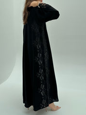 C 1924 Black Beaded Lace Abaya