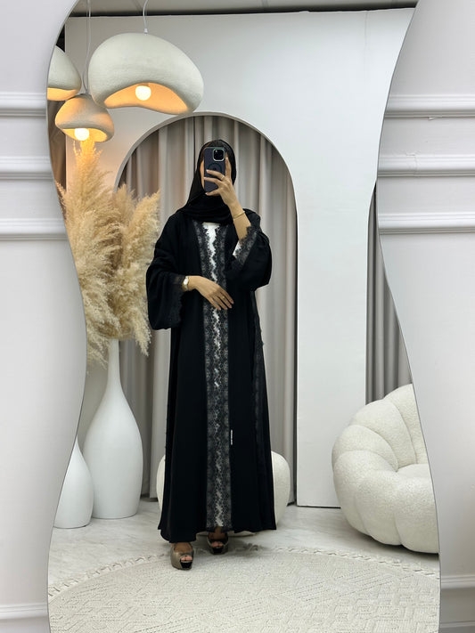 C 0446 Black Classic Lace Abaya