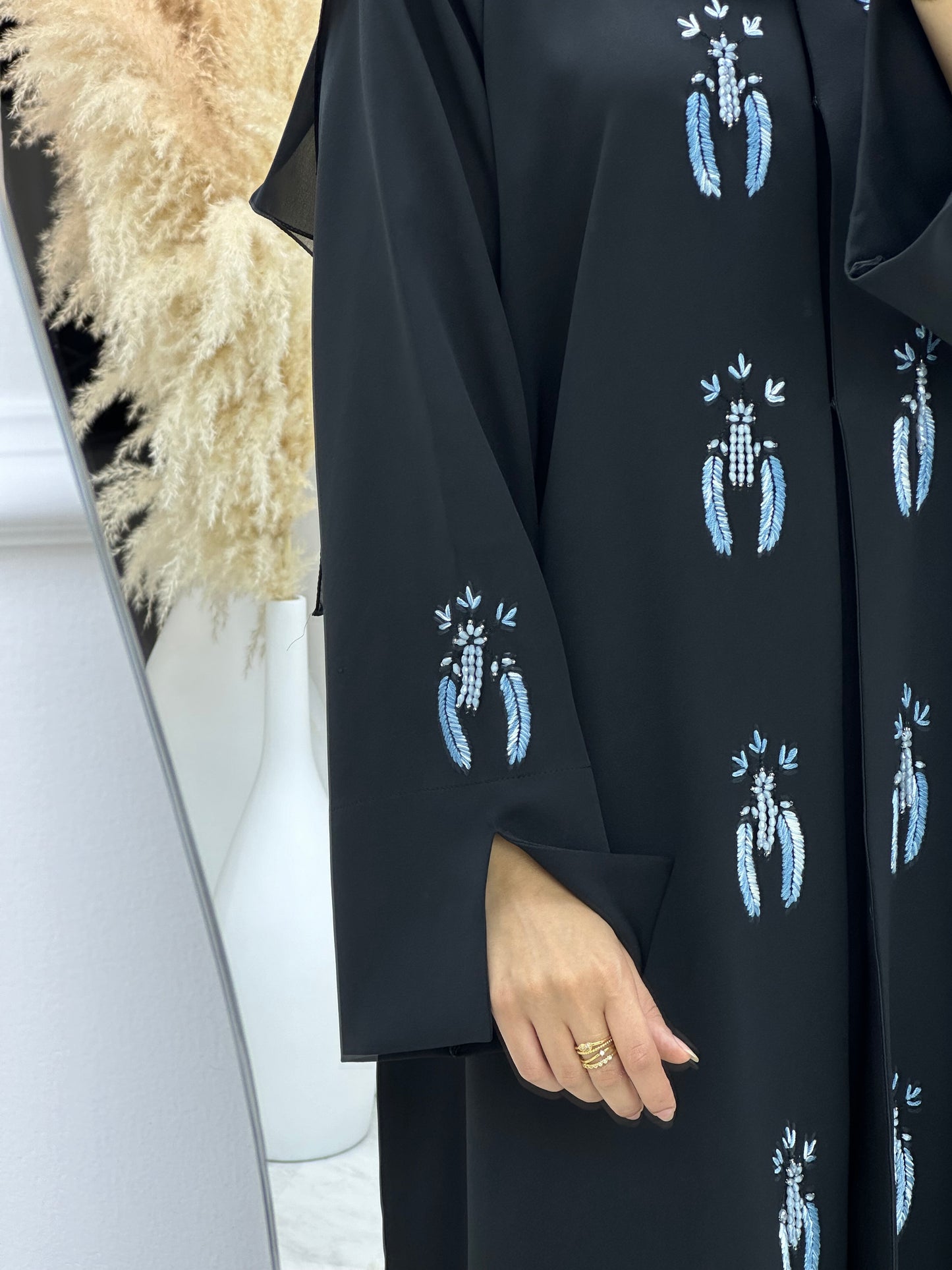 C 0233 Black Embroidered Abaya