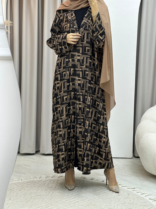 C Square Winter Beige Coat Abaya