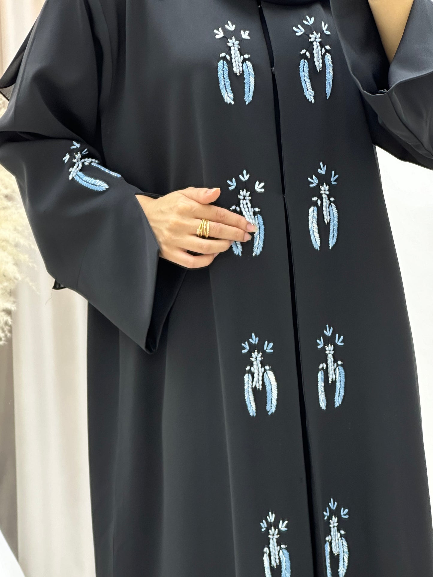 C 0233 Black Embroidered Abaya