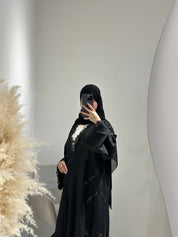 عباية سوداء من الدانتيل والكريستال C 1618