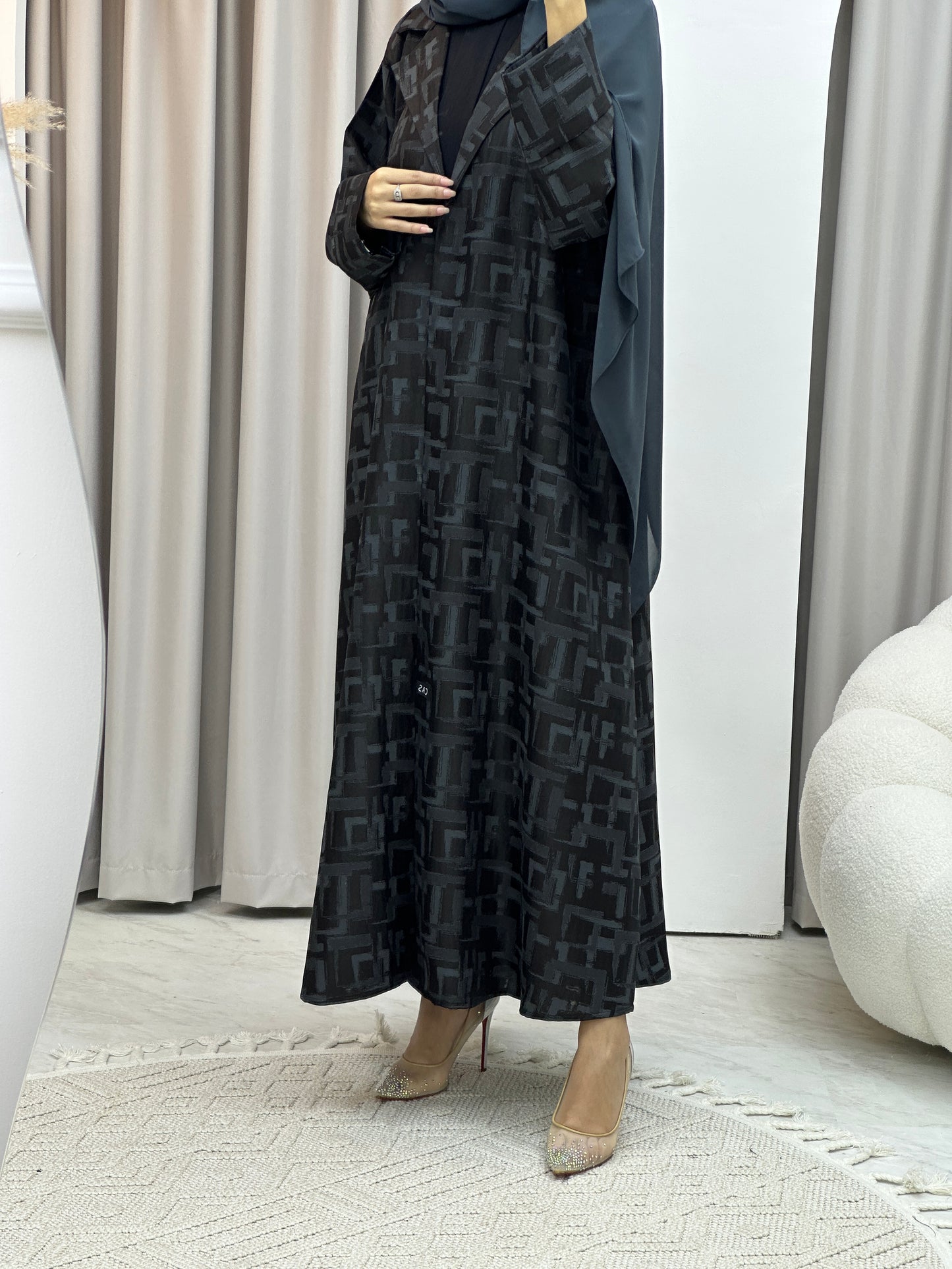 C Square Winter Grey Coat Abaya