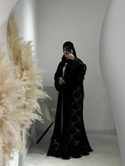 عباية سوداء من الدانتيل والكريستال C 1619