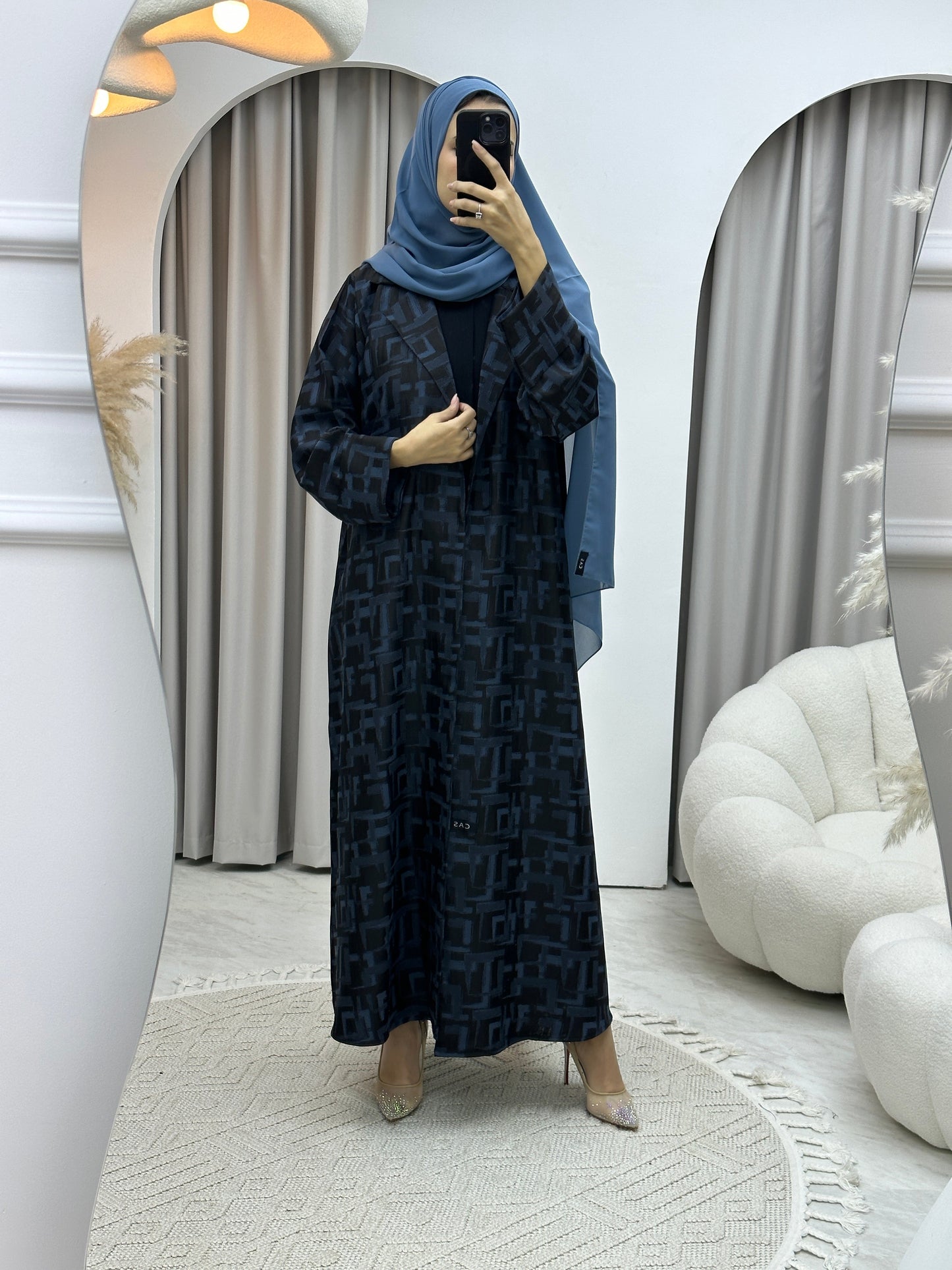 C RTW Square Winter Blue Coat Abaya