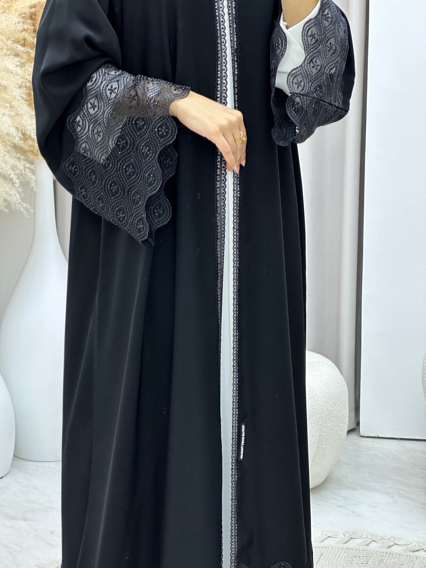 C 0448 Black Classic Lace Abaya