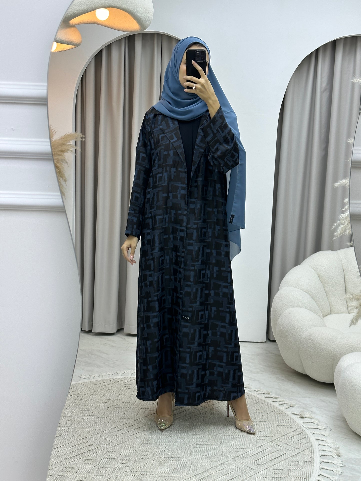 C Square Winter Blue Coat Abaya