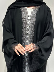 عباية سوداء من الدانتيل والكريستال C 1621