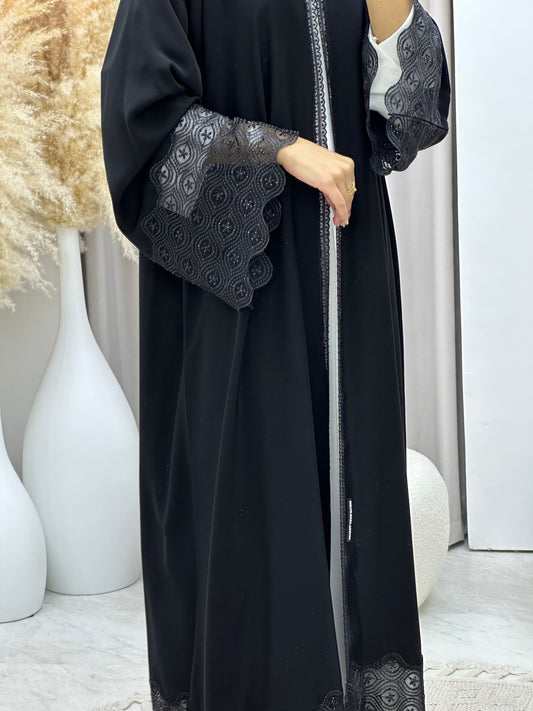 C 0448 Black Classic Lace Abaya