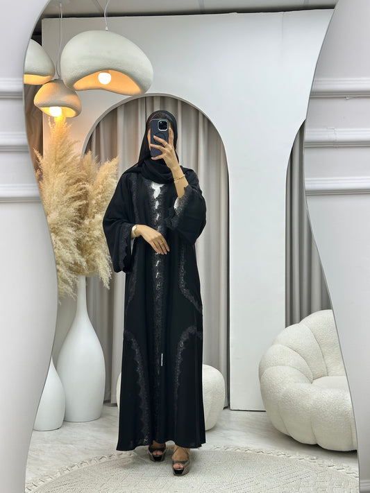 C 0449 Black Classic Lace Abaya