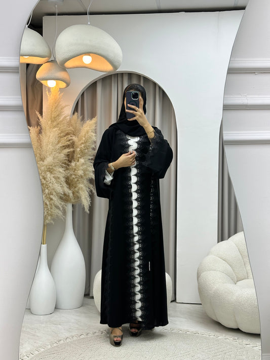 C 0451 Black Classic Lace Abaya